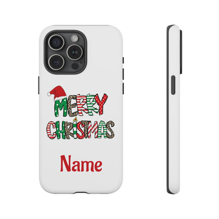 Merry Christmas Phone Case — Festive Santa Hat & Candy Cane Design Tough Case