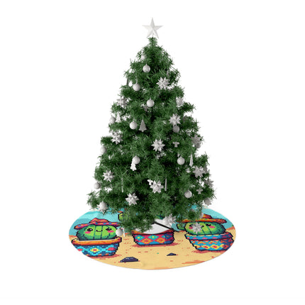 Cute Little Catcus and Friends design themed Christmas Tree Skirts
