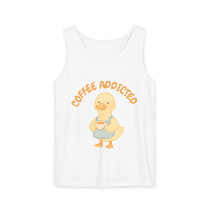 Coffee Addicted Graphic design Unisex Garment-Dyed Tank Top