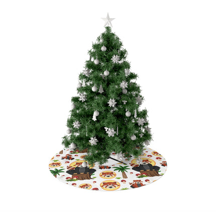 Cute Raccoon Pattern design themed Christmas Tree Skirts