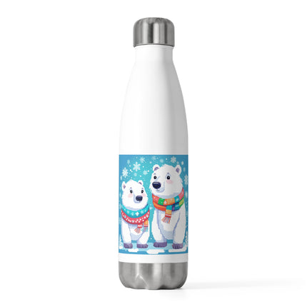 Cute 2 Polar Bear enjoys Snow design themed 20oz Insulated Bottle