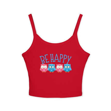 Be Happy Graphic designed Women's Spaghetti Strap Tank Top