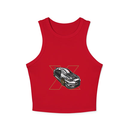 Damen Micro Rib Racer Tank Top mit Auto-Enthusiasten-Motiv