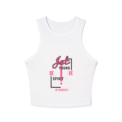 Damen Micro Rib Racer Tank Top mit Typografie-Motiven