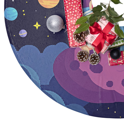 Cute 2 Bunnies In Space Pattern design themed Christmas Tree Skirts