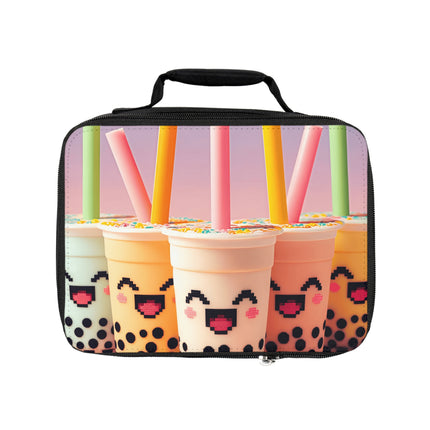 Lunchtasche mit Boba-Tee und Freunden, lächelndes Design 