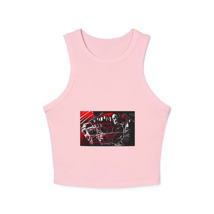 Damen Micro Rib Racer Tank Top mit Auto-Enthusiasten-Motiv