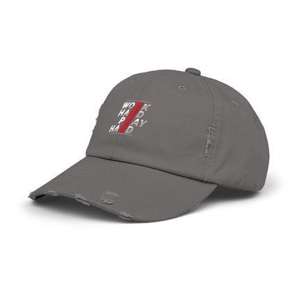 Unisex Distressed Cap mit Typografie-Motiven 