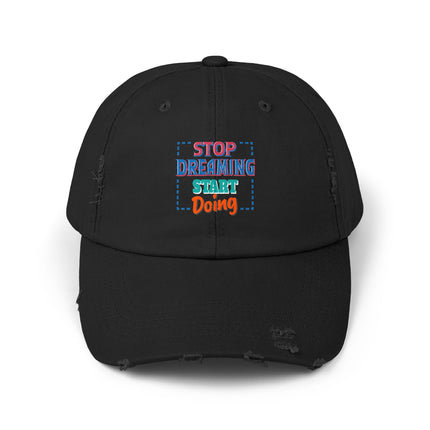 Unisex Distressed Cap mit Typografie-Motiven 