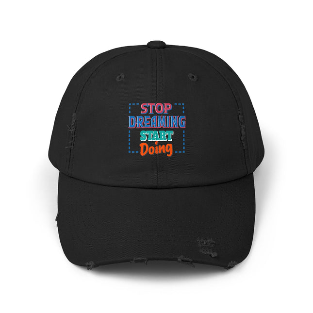 Unisex Distressed Cap mit Typografie-Motiven 