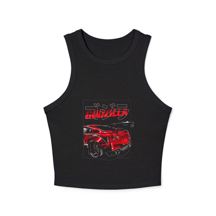 Damen Micro Rib Racer Tank Top mit Auto-Enthusiasten-Motiv
