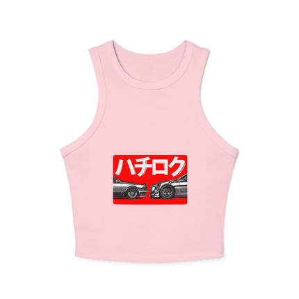 Damen Micro Rib Racer Tank Top mit Auto-Enthusiasten-Motiv