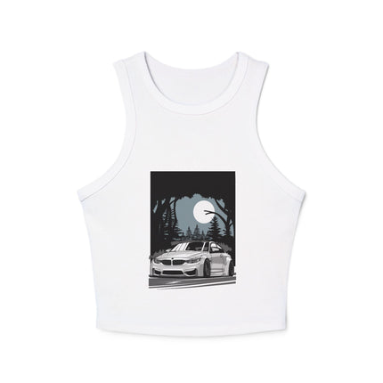 Damen Micro Rib Racer Tank Top mit Auto-Enthusiasten-Motiv