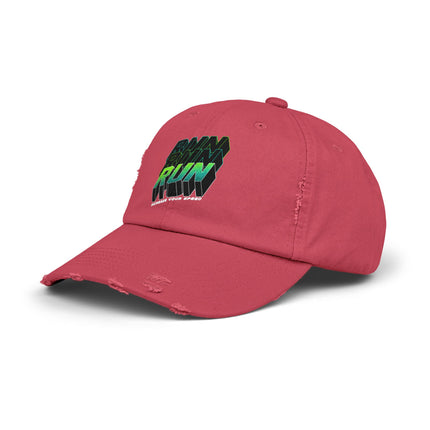 Unisex Distressed Cap mit Typografie-Motiven 