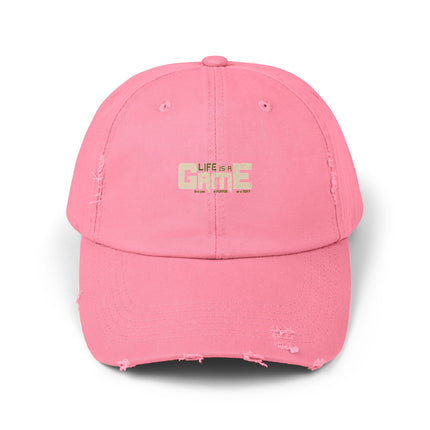 Unisex Distressed Cap mit Typografie-Motiven 