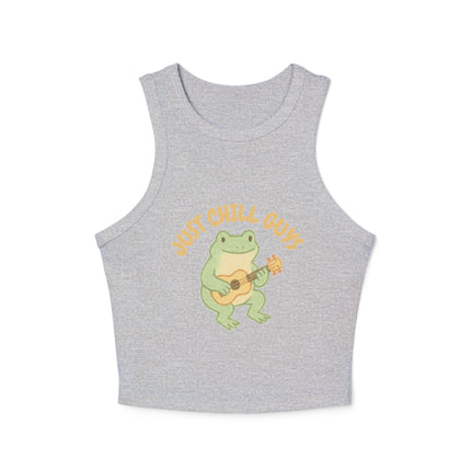 Just Chill Guys Graphic designed Women's Micro Rib Racer Tank Top