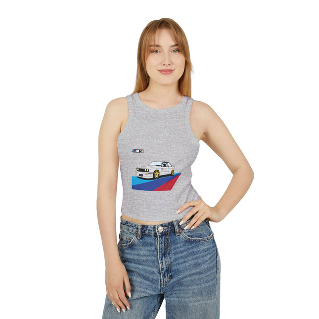 Damen Micro Rib Racer Tank Top mit Auto-Enthusiasten-Motiv