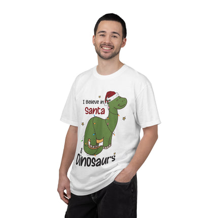 Christmas Dinosaur T-Shirt — "I Believe in Santa & Dinosaurs" Holiday Tee