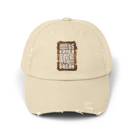 Unisex Distressed Cap mit Typografie-Motiven 