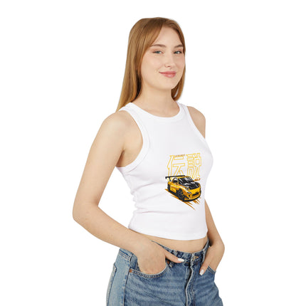 Damen Micro Rib Racer Tank Top mit Auto-Enthusiasten-Motiv