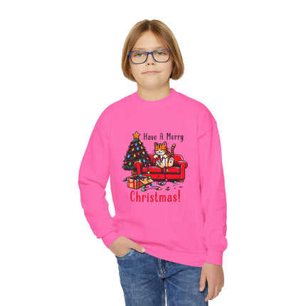 Christmas themed Youth Crewneck Sweatshirt