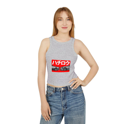 Damen Micro Rib Racer Tank Top mit Auto-Enthusiasten-Motiv