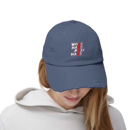 Unisex Distressed Cap mit Typografie-Motiven 