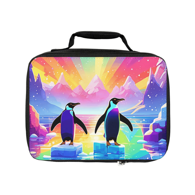 Niedliche Lunchtasche mit zwei Pinguinen, die das Design genießen 