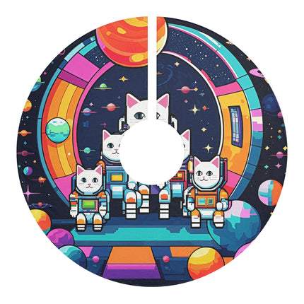 Cute Cats and their friends in the Space design themed Christmas Tree Skirts