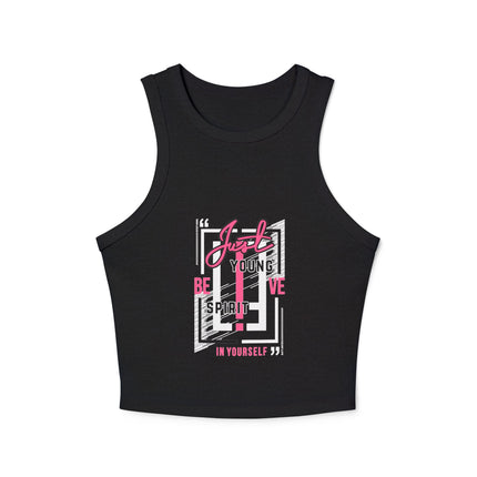 Damen Micro Rib Racer Tank Top mit Typografie-Motiven