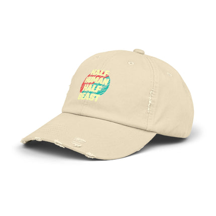 Unisex Distressed Cap mit Typografie-Motiven 