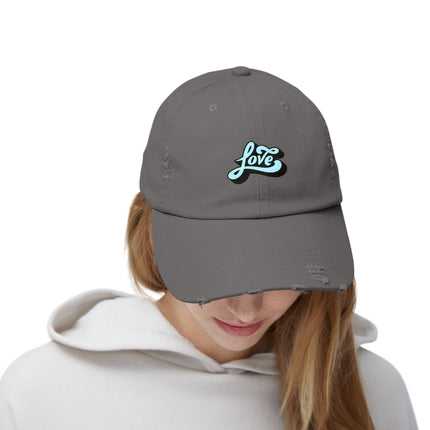 Unisex Distressed Cap mit Typografie-Motiven 