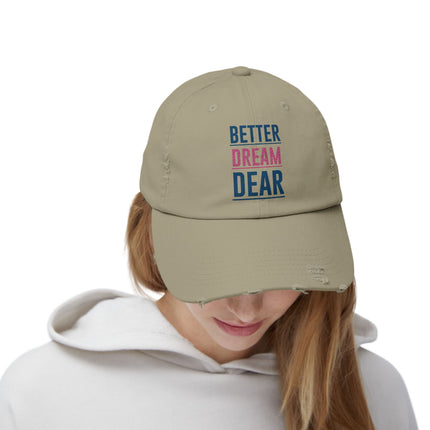 Unisex Distressed Cap mit Typografie-Motiven 
