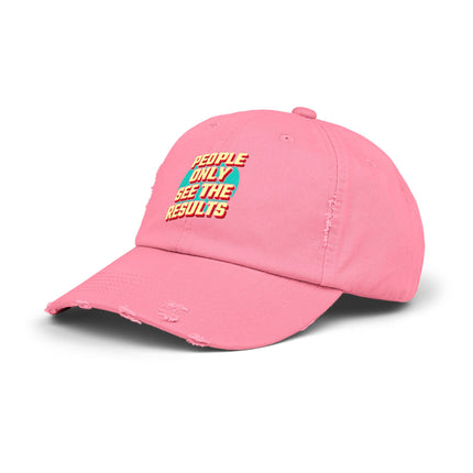 Unisex Distressed Cap mit Typografie-Motiven 