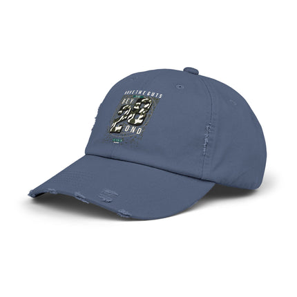 Unisex Distressed Cap mit Typografie-Motiven 