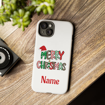 Merry Christmas Phone Case — Festive Santa Hat & Candy Cane Design Tough Case