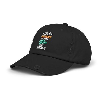 Unisex Distressed Cap mit Typografie-Motiven 