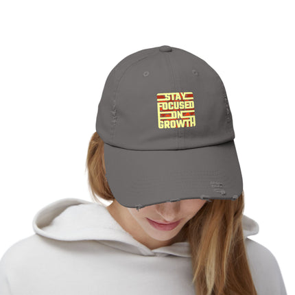 Unisex Distressed Cap mit Typografie-Motiven 