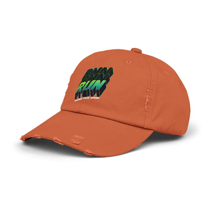 Unisex Distressed Cap mit Typografie-Motiven 