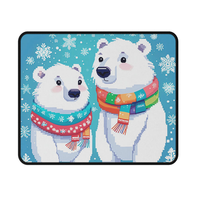 Niedliches rutschfestes Gaming-Mauspad mit zwei Eisbären, die Schnee genießen