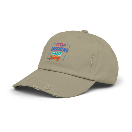 Unisex Distressed Cap mit Typografie-Motiven 