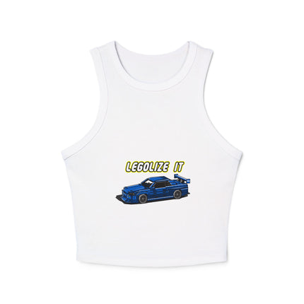 Damen Micro Rib Racer Tank Top mit Auto-Enthusiasten-Motiv