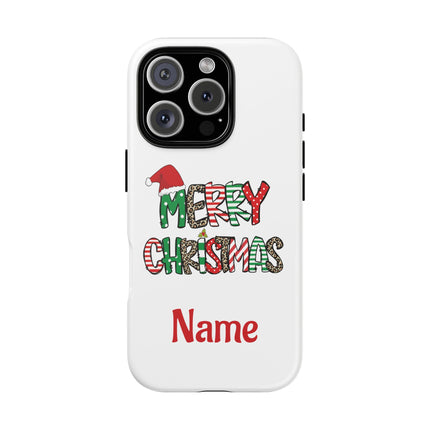 Merry Christmas Phone Case — Festive Santa Hat & Candy Cane Design Tough Case