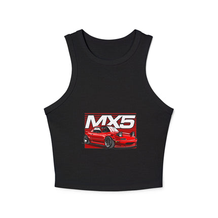 Damen Micro Rib Racer Tank Top mit Auto-Enthusiasten-Motiv