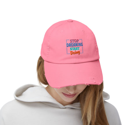 Unisex Distressed Cap mit Typografie-Motiven 