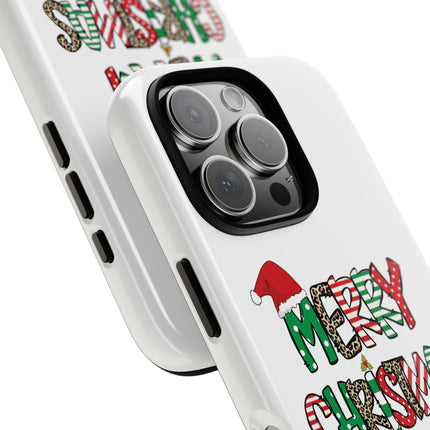 Merry Christmas Phone Case — Festive Santa Hat & Candy Cane Design Tough Case