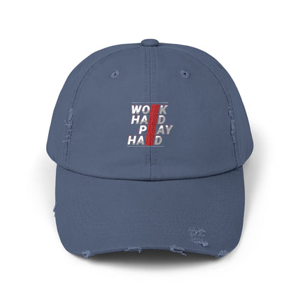 Unisex Distressed Cap mit Typografie-Motiven 