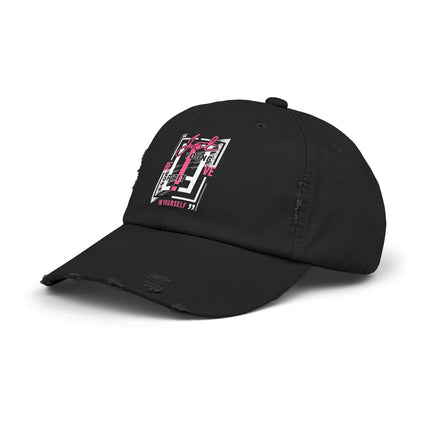 Unisex Distressed Cap mit Typografie-Motiven 