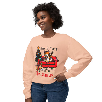 Christmas themed Unisex Lightweight Crewneck Sweatshirt