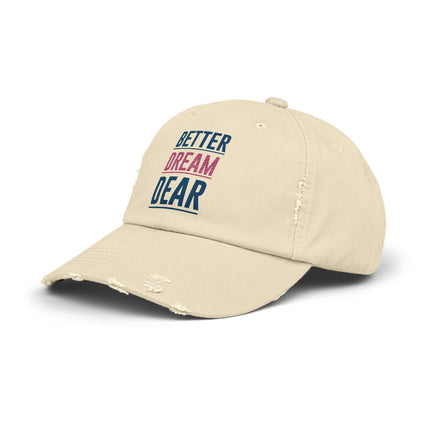 Unisex Distressed Cap mit Typografie-Motiven 